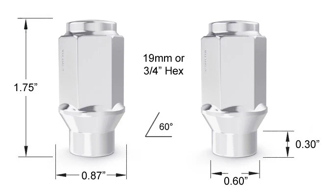 20 хромированных конических зажимных гаек 1/2 дюйма в стиле ET для Ford Jeep Dodge Mazda и других производителей - Изображение 3 из 4