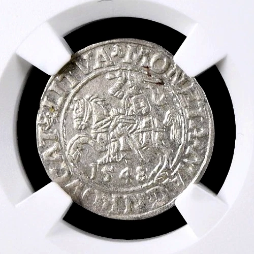 Poland  Lithuania 1/2 Groshe 1548 NGC UNC Silver Sigismund August