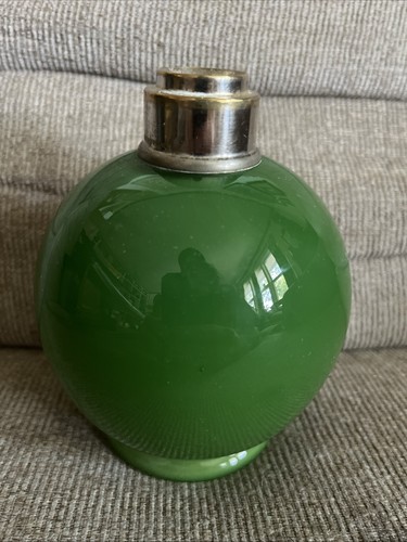 LAMPE BERGER OIL LAMP EMERALD GREEN GLASS Globe Vintage France MCM - Picture 4 of 11