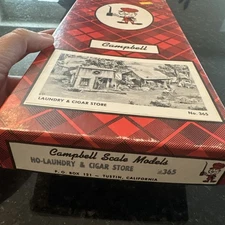 vintage HO Campbell Scale Models #365 Laundry & Cigar Store Kit COMPLETE