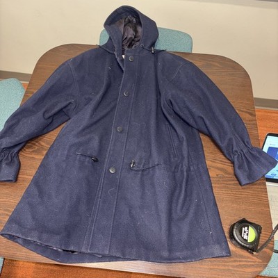 Vintage London Club Womens L Navy Button Down Long Wool Coat Large From Bulgaria