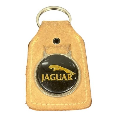 Vintage Jaguar Metal Leather Keychain Key Ring Automotive Logo Accessory