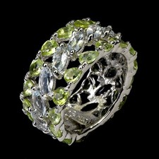 925 Sterling Silver Ring Marquise Aquamarine Peridot Natural Gemstone Jewelry 9