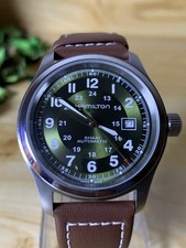 Hamilton Khaki Field H70555533  Automatic Green Dial Leather Band Wristwatch
