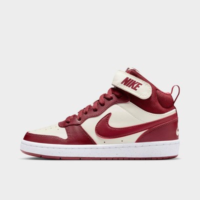 GS Nike Court Borough Mid 2 Casual Shoes Soft Pearl/Dark Team Red CD7782 013