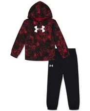 Under Armour Little Boys 2-Pc. Printed Full-Zip Hoodie & Solid Joggers-Red-5