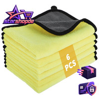 MikrofasertüCher 600 GSM 6 StüCk Auto TrockentüCher 30 X 40 Cm Gelb Pflege