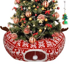 Cat Tunnel Christmas Tree Skirt, Multifunctional Christmas Tree Protector Was...