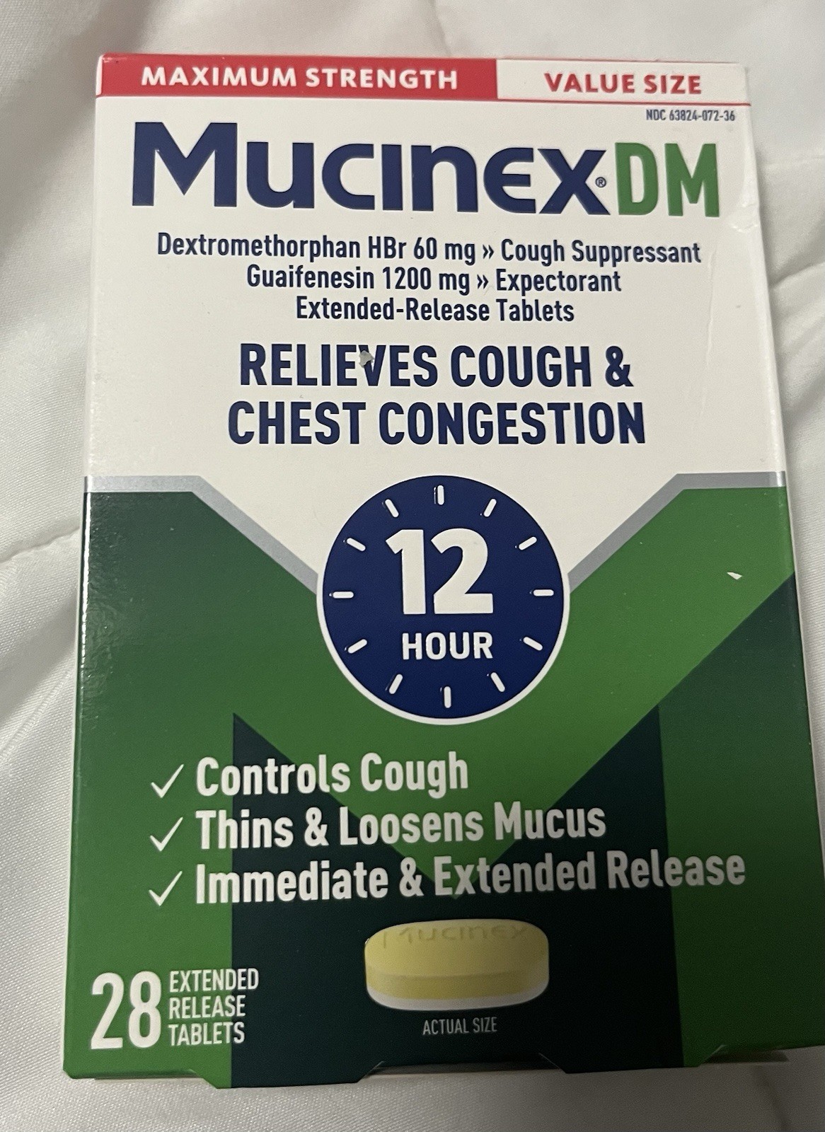 GREAT PRICE Mucinex DM 12 Hour relief 28ct ex: 04/2026, 05/2028 New in box