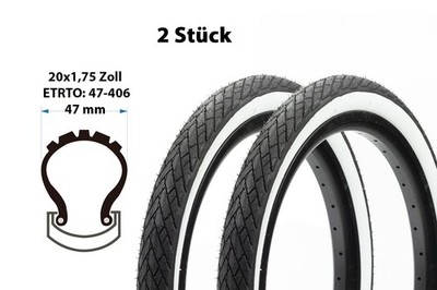 2 Stück 20 Zoll Fahrrad Reifen 20x1.75 BMX Bike Decke 47-406 tire Kinderrad