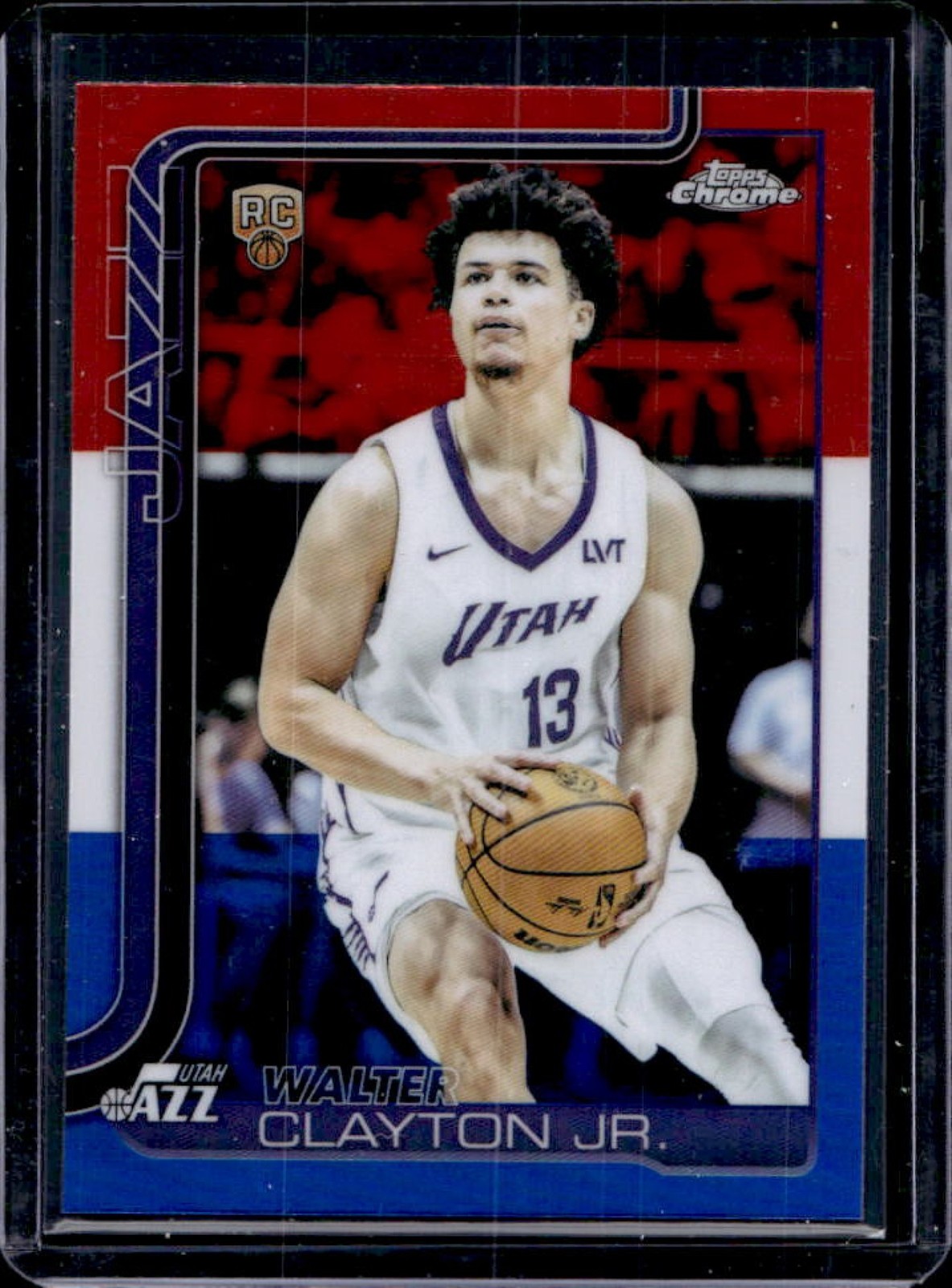 2025-26 Topps Chrome Walter Clayton Jr. RC Red, White & Blue Refractor #268 Jazz