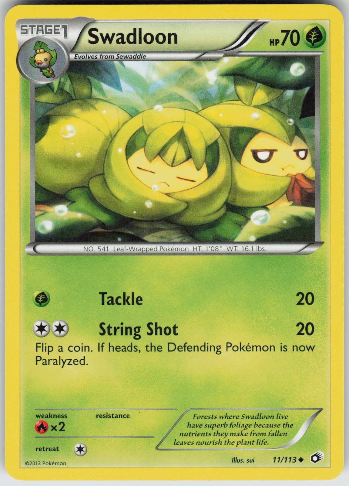Pokemon Swadloon 11/113 Legendary Treasures Uncommon NM