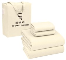 Flannel Sheets Full Size - GOTS Certified 100 Organic Cotton, 4 Piece Warm, ...