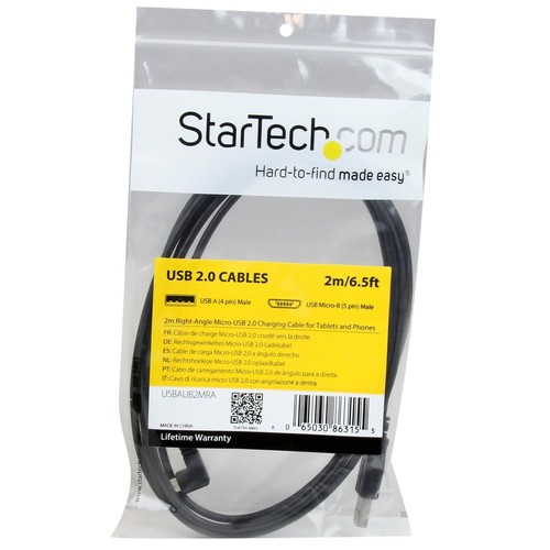 StarTech.com Cable de 2m Micro USB con conector acodado a la derecha - Cable de - Imagen 3 de 4