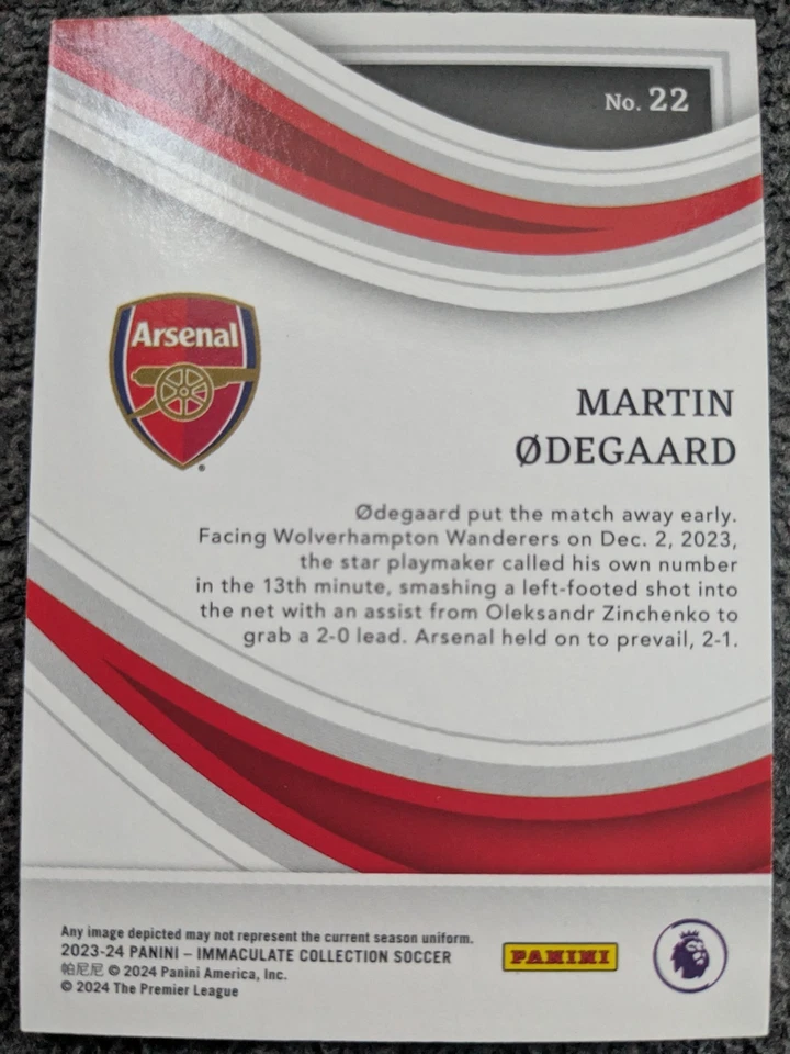 2023-24 PANINI IMMACULATE MARTIN ODEGAARD IMMACULATE IMAGES RUBY PARALLEL#22#2/9 - Image 2 of 4