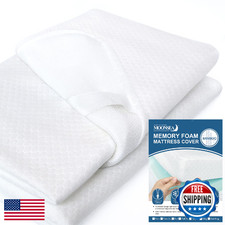 Twin XL Mattress Topper Cover 1-2 Inch Removable Viscose Bamboo Zippered Protect