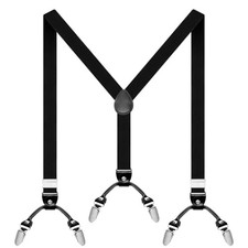 Suspenders for Men, Adjustable Heavy Duty Men's Suspenders Y Back with 6 Black