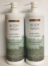2x TRANQUIL SPA Aloe Vera Cucumber BODY WASH Gel w/ Replenishing AVOCADO OIL