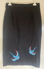 Black Wiggle Swallow Helga Skirt COLLECTIF Size 14 BNWT ROCKABILLY  Pin Up