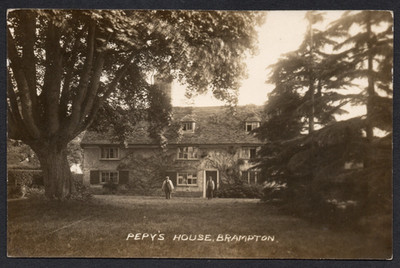 Postkarte Brampton bei Huntingdon Cambridgeshire das Pepys-Haus frühe RP