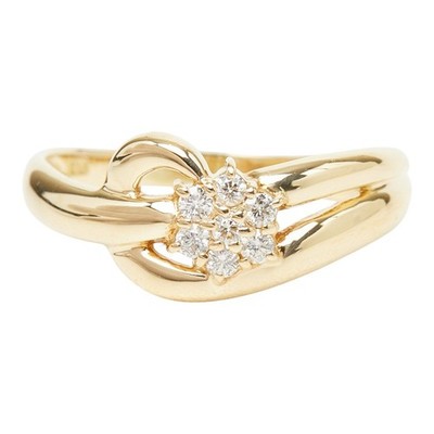 ECHTER Blumenmotiv Ring Ring K18YG Gelbgold #12,5 (JP-Größe) Damen