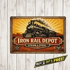 Train Collector Vintage Print Aesthetic Room Decor Metal Tin Sign