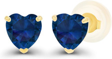 Solid 14K Gold 4Mm Heart Genuine Birthstone Stud Earrings for Women  Hypoallerg