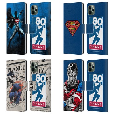 SUPERMAN DC COMICS 80TH ANNIVERSARY LEATHER BOOK CASE FOR APPLE iPHONE PHONES