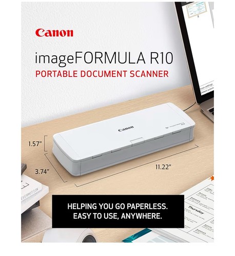 Canon imageFORMULA R10 Portable Document Scanner Duplex 20 Page Feeder - Picture 2 of 9