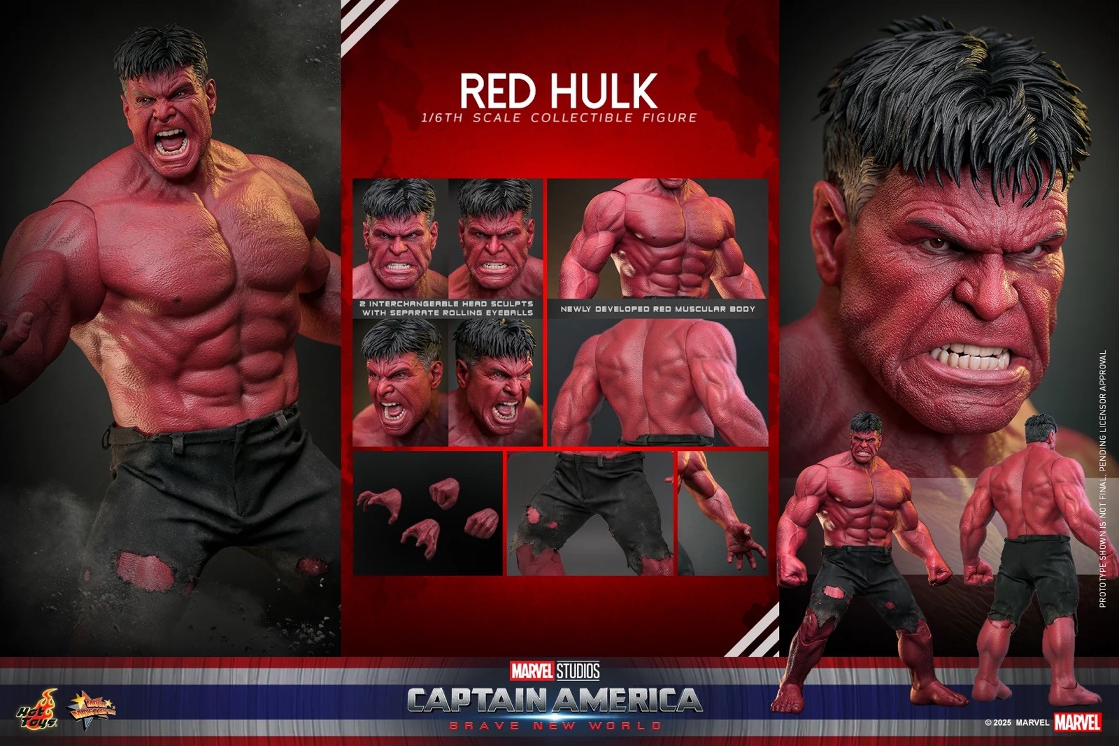 Hot Toys Red Hulk 1/6 Scale MMS 797 Movie Figure Brave New World SEALED SHIPPER