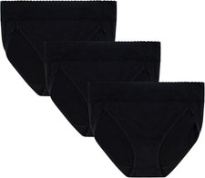 3 Pack Vanity Fair Women's Effortless HI-Cut Panties 13475 Black Sz- 6 7 8 9 10