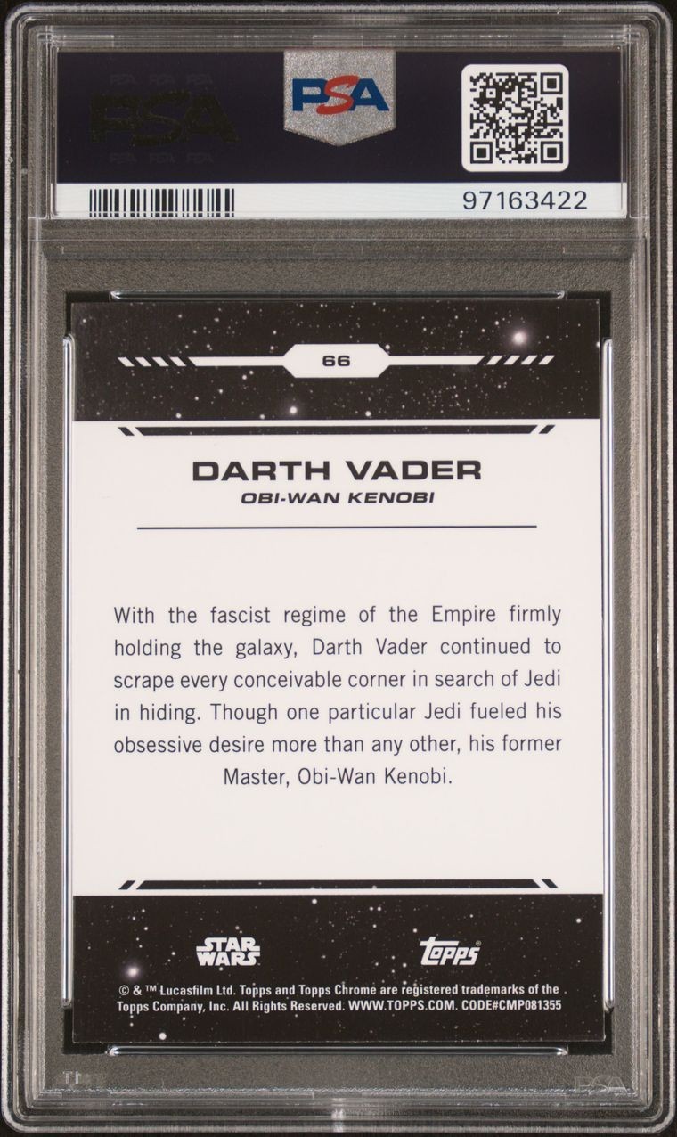 2024 TOPPS STAR WARS CHROME DARTH VADER GREEN REFRACTOR #66 PSA 10 view 2