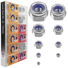 524-Pc Metric Lock Nut Assortment, Stainless Steel 304 Nylock Nuts