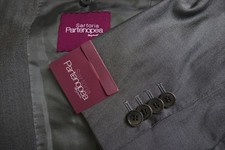 Sartoria Partenopea Solid Gray Silk Blend 2 Pc Suit Jacket Pants 42S BRAND NEW