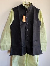 Kurta Pajama Jacket Set 3 Piece Readymade Green Wedding Reception Party Wear 38