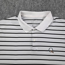 Nike Shirt Uomo Large Bianco Nero Maglia Texturizzata Righe Performance Golf Polo