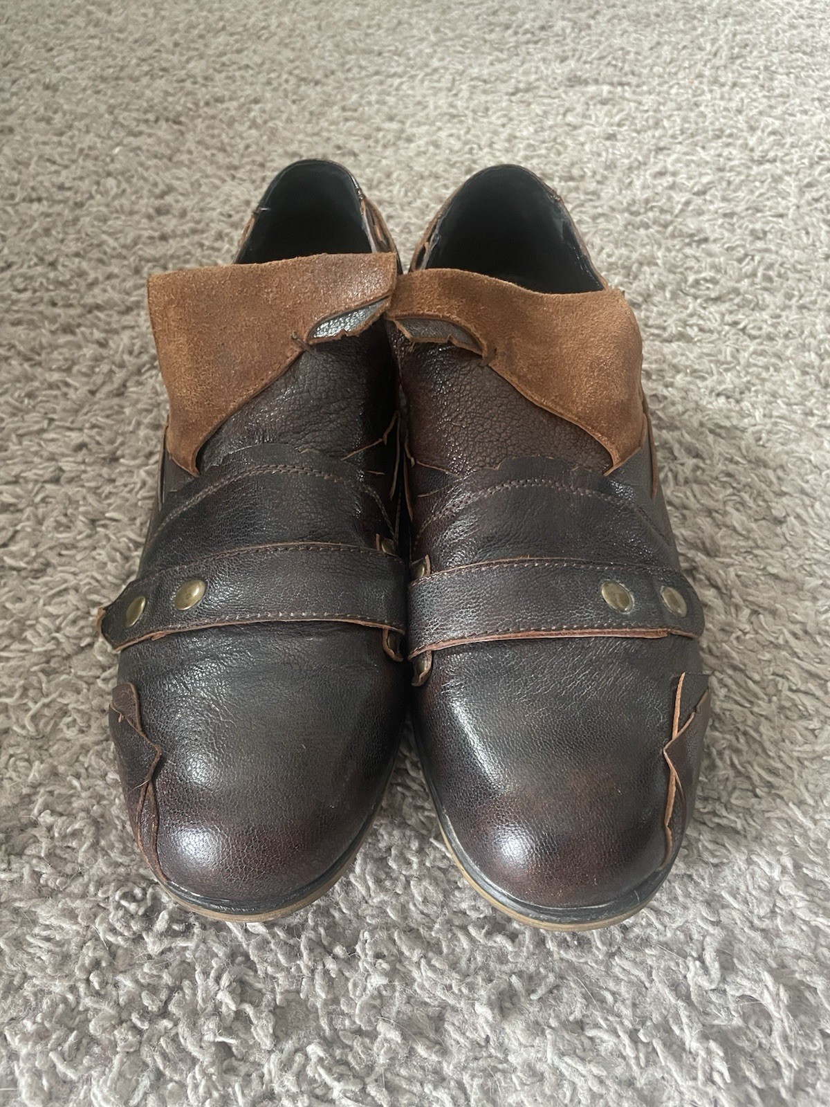 Gordon Rush Men's Size 10 Brown Distressed Leather Shoes Avant-Garde