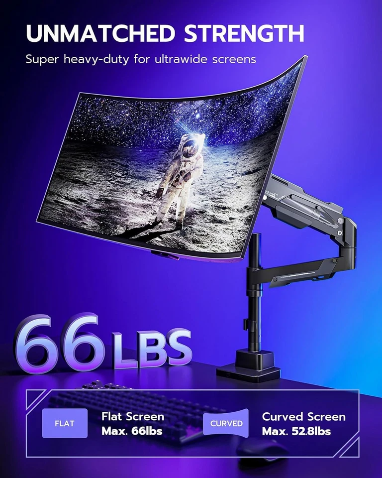 Heavy Duty Space Saving Monitor Arm mount 24-57" 66lbs Adjustable Gas Spring - Image 2 of 4