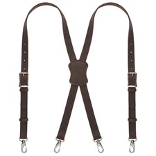 Grain Buffalo Leather Suspender for Men  0.2 inches thickness  Leather Brac...