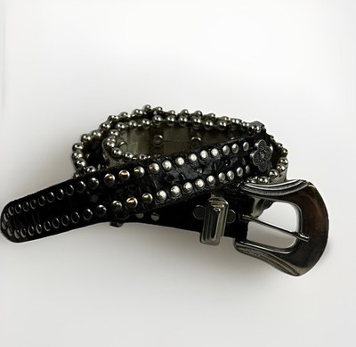 Vintage Sand Castle Belt USA Womens M Metal Silver Grommets Mesh Chain Rock