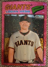2026 Topps Heritage Chrome Pink Sparkle Logan Webb #82 Giants
