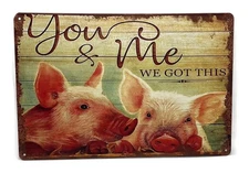 Metal Sign Plaque - PIG YOU & ME - Wall Decoration Home Business Office