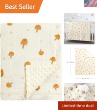 Organic Muslin Cotton Baby Blanket 30''X40'' with Soft Mink Backing - Gift-Ready