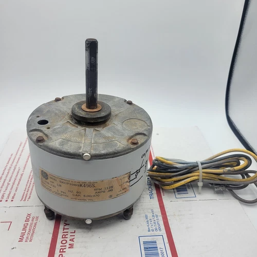 GE 5KCP39BGK496S  Condenser Motor HC35VE208A 1/8HP 1125RPM 208/230V used 