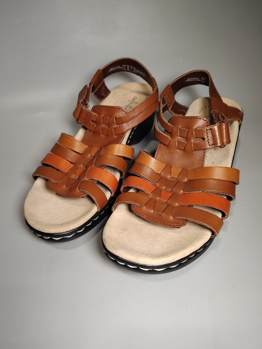Clarks Lexi Bridge Women's Summer Sandals Tan Combi Leather 9.5 M