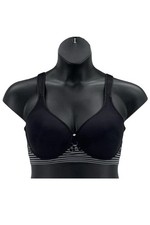 Breezies Floral Stripe Seamless Wirefree T-Shirt Bra Black