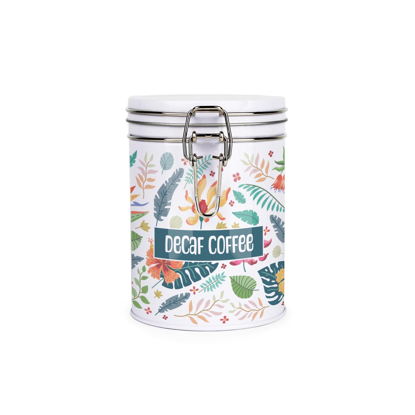 Purely Home Tropical Flowers Hot Drinks Canister - Decaf Coffee Storage Gift Tin