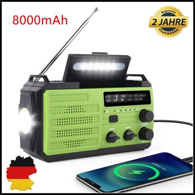 Kurbelradio, Notfallradio mit 8000 mAh Power Bank, AM/FM Für Baustellenrad DHL