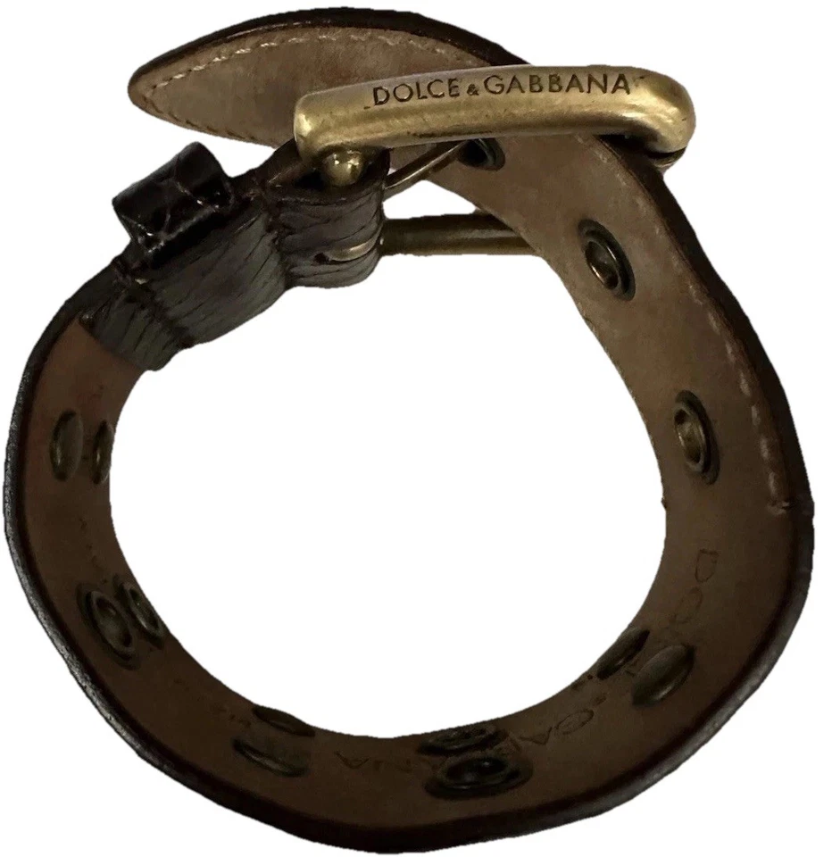 Pulseira de couro Dolce & Gabbana com fivela de latão feita na Itália - Imagem 2 de 4