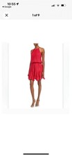 Halston Heritage Pleated Flounce Blouson Mini Cocktail Dress Size 2
